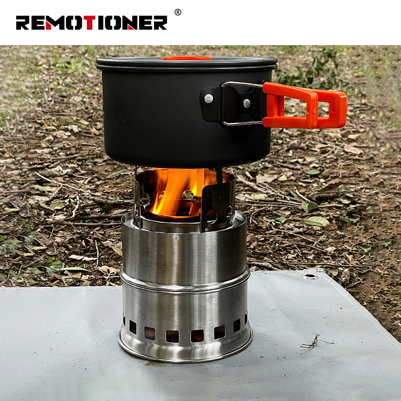 Outdoor Stainless Steel Mini Detachable Portable BBQ Camping Hiking Fire Split Wood Pellet Stove