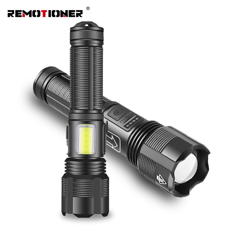 XHP50/XHP70+COB USB Rechargeable Bright Flashlight Zoom Torch Light for Camping Fishing