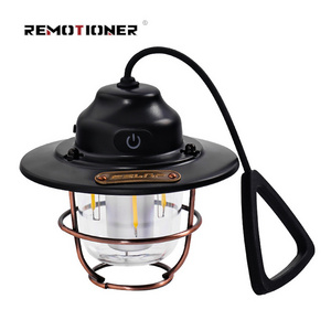 Outdoor Camping Lamps USB Rechargeable Lights Retro Portable Ambient Tent Led Camping Lanterns with Rubber Handle