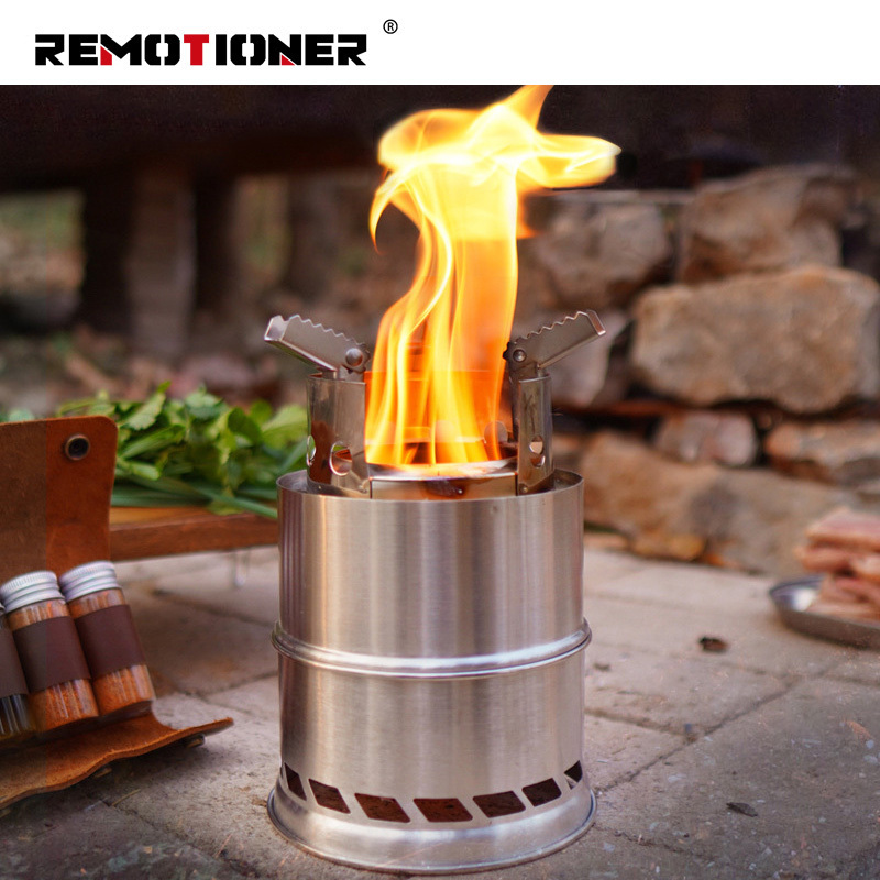 Outdoor Stainless Steel Mini Detachable Portable BBQ Camping Hiking Fire Split Wood Pellet Stove