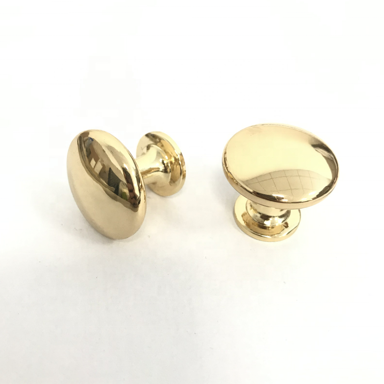 Furniture Hardware Handles Knobs Zinc Alloy Shiny Gold Round Shape Kitchen Cabinet Dresser Knob