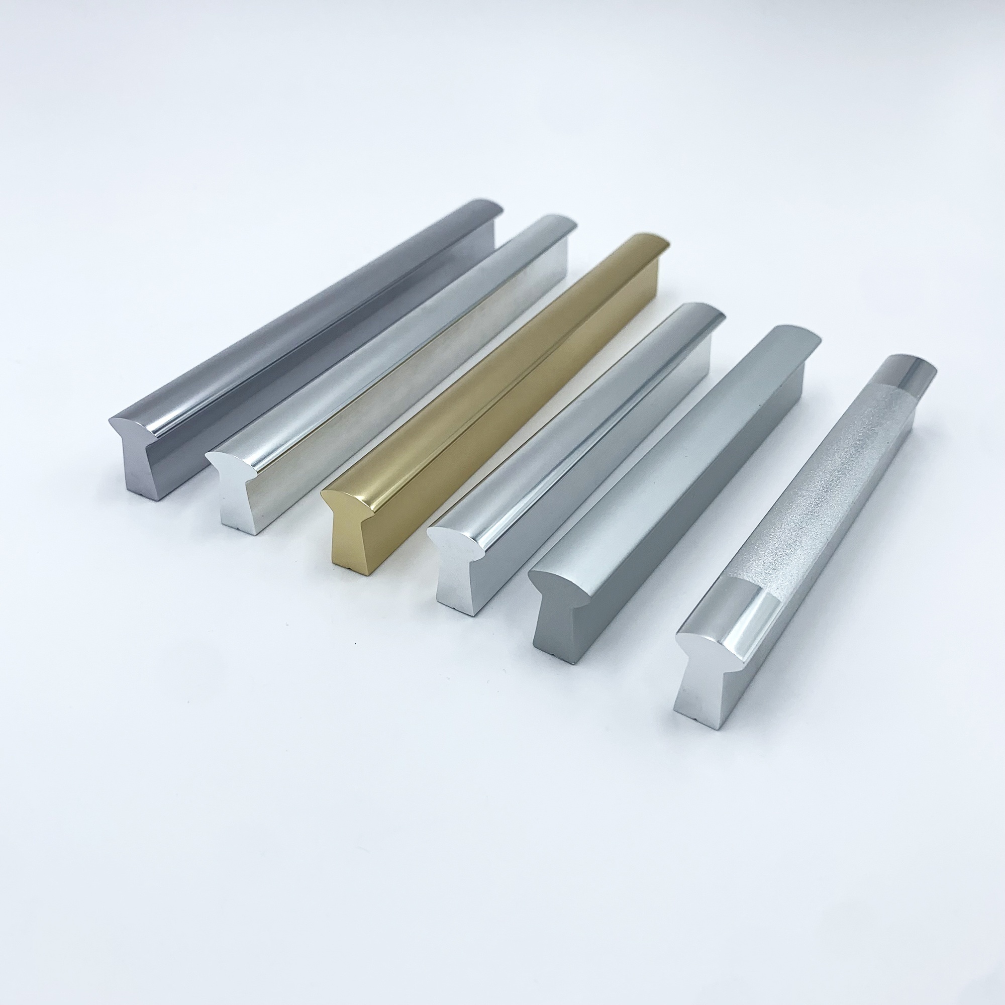 Simple Kitchen Cabinet Pulls Silver Shiny Gold Aluminum Furniture Handles for Dresser Drawers