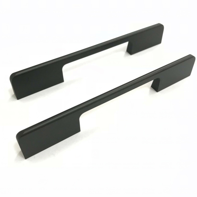 Matte Black Furniture Hardware Cabinet Handles Aluminum Long Wardrobe Drawer Pull