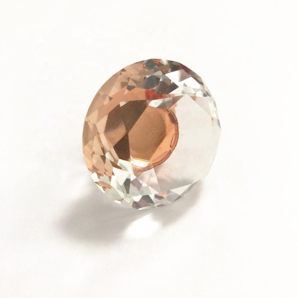 Rose Gold Diamond 40mm Cabinet Drawer Door Crystal Glass Handle Knob Pull