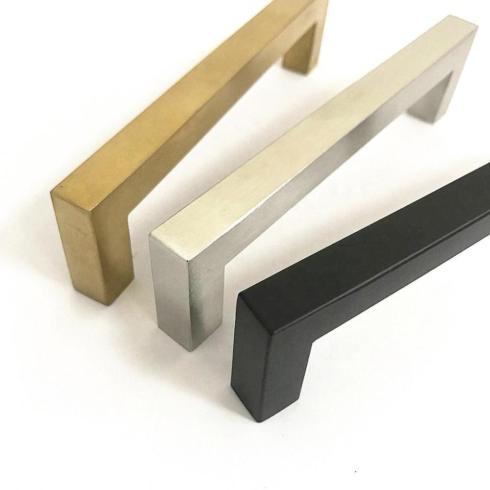 stainless steel square 12x12mm bar brush black brass gold color furniture pull handles