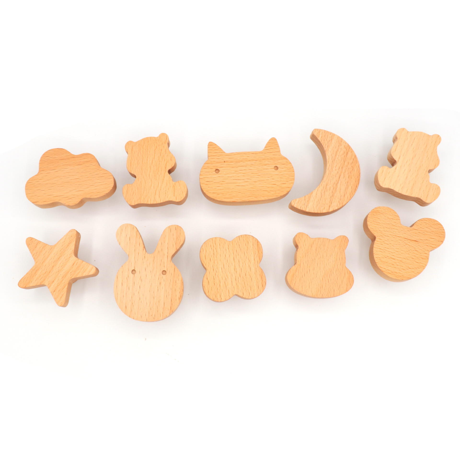 INS Star Moon Children Wooden Furniture Handle Hook Cartoon Solid Wood Cabinet Door Pulls