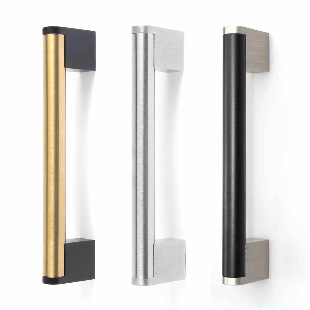 Modern Hardware Stainless Steel Brushed Satin Gold Black Cabinet Drawer Door Pulls Furniture Handles