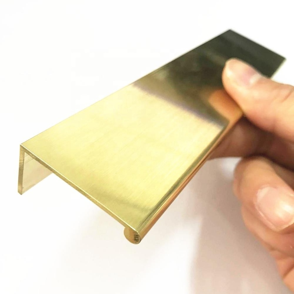 G0022 aluminium alloy material brass gold finish cabinet kitchen high quality profile edge handle