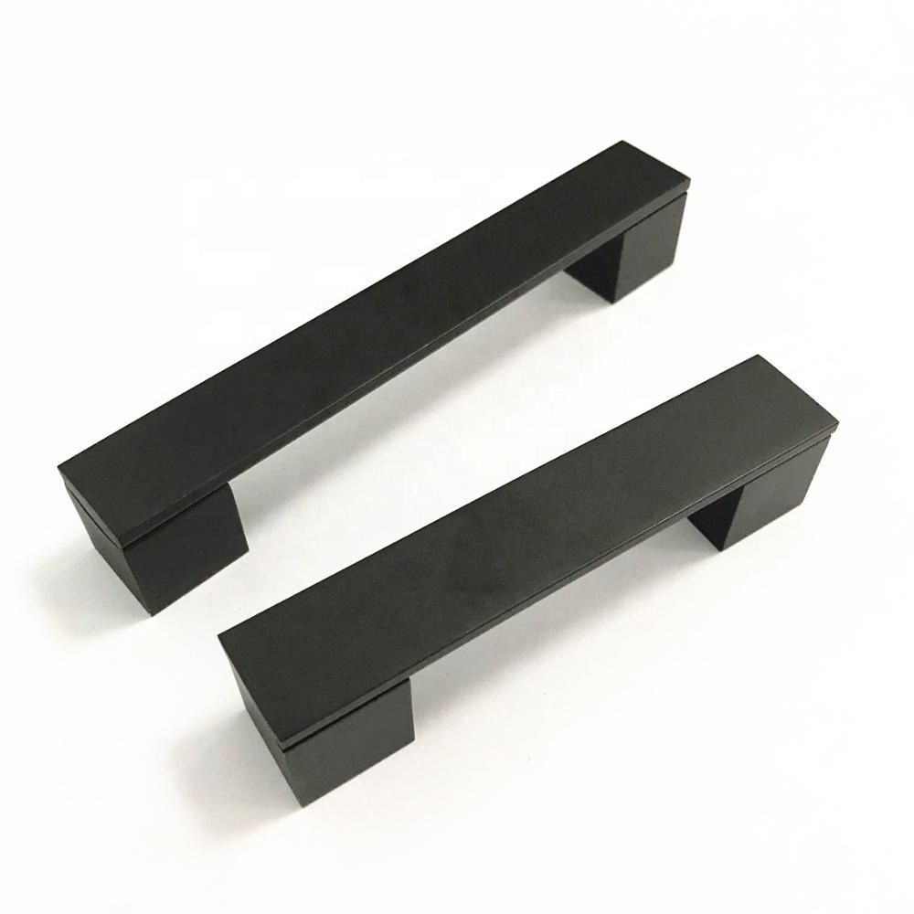 D3083 Black Matt Furniture Hardware Cabinet Square Pull 128mm & 160mm Drawer Handle