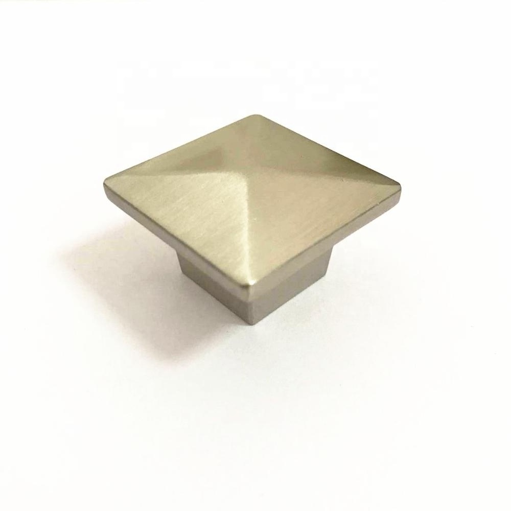 Furniture Hardware Bathroom Zinc Alloy Brushed Nickel Cupboard Square Cabinet Drawer Knobs