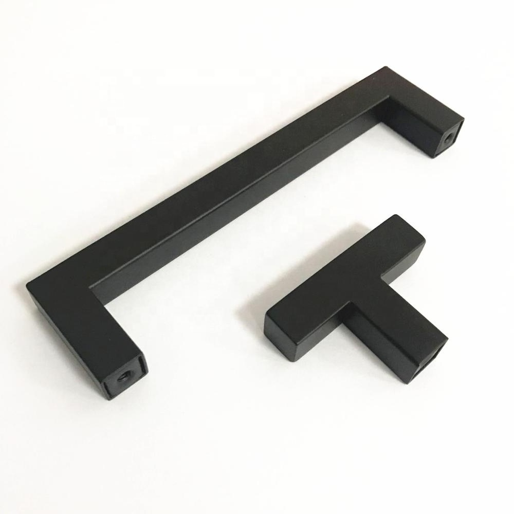 Black Solid Cast Iron & Stainless Steel  Square Door Pull Handle Rustic Barn Door Handles