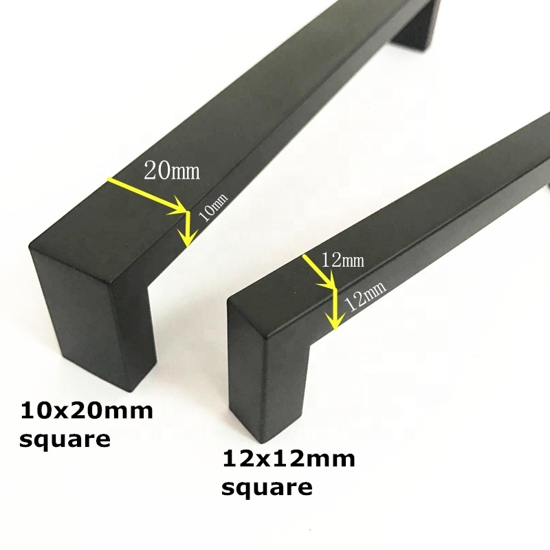 Stainless steel 12x12mm Hardware Made in China Black powder coated square furniture drawer cabinet handle