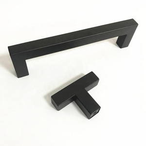 Black Solid Cast Iron & Stainless Steel  Square Door Pull Handle Rustic Barn Door Handles