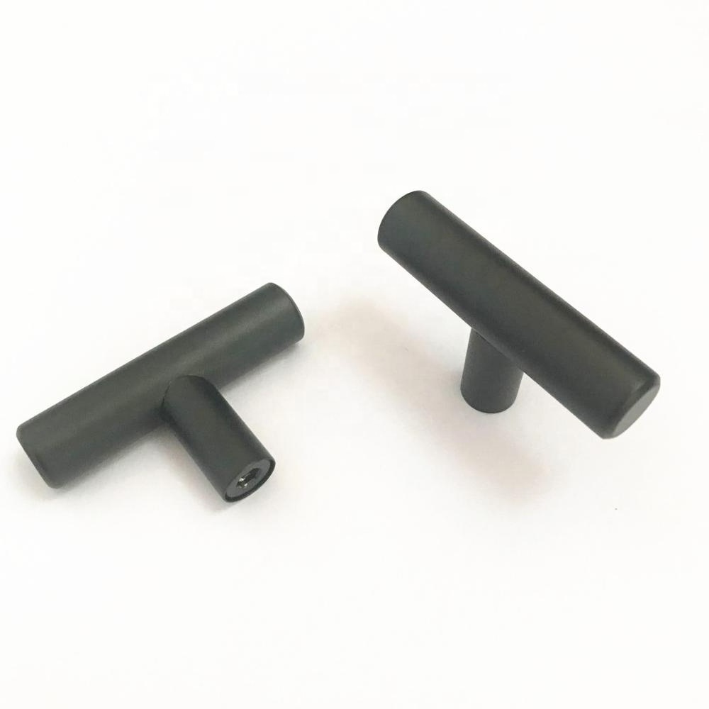 2 inch 12x50mm T bar single hole black stainless steel cabinet pull knob