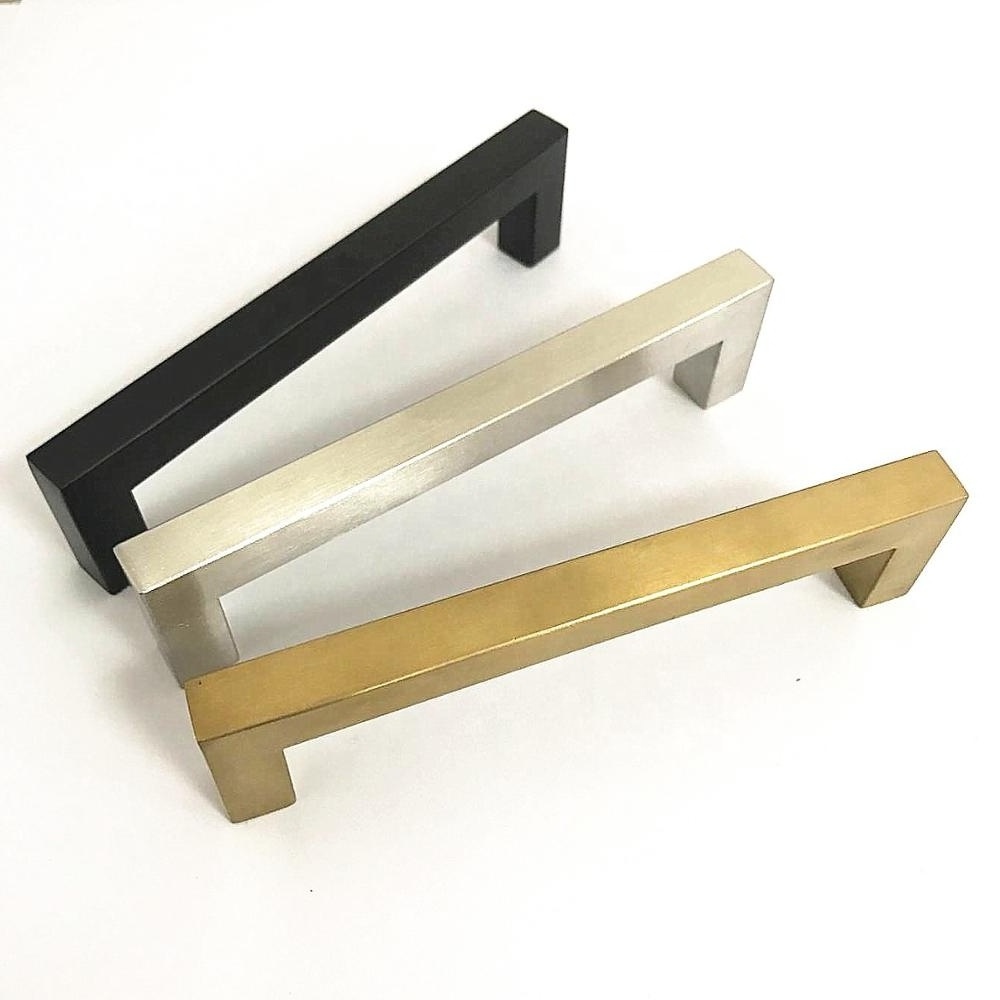 Stainless Steel Kitchen Cabinet Handle Door Handle Brushed Gold Hollow Square Bar Pull Handles