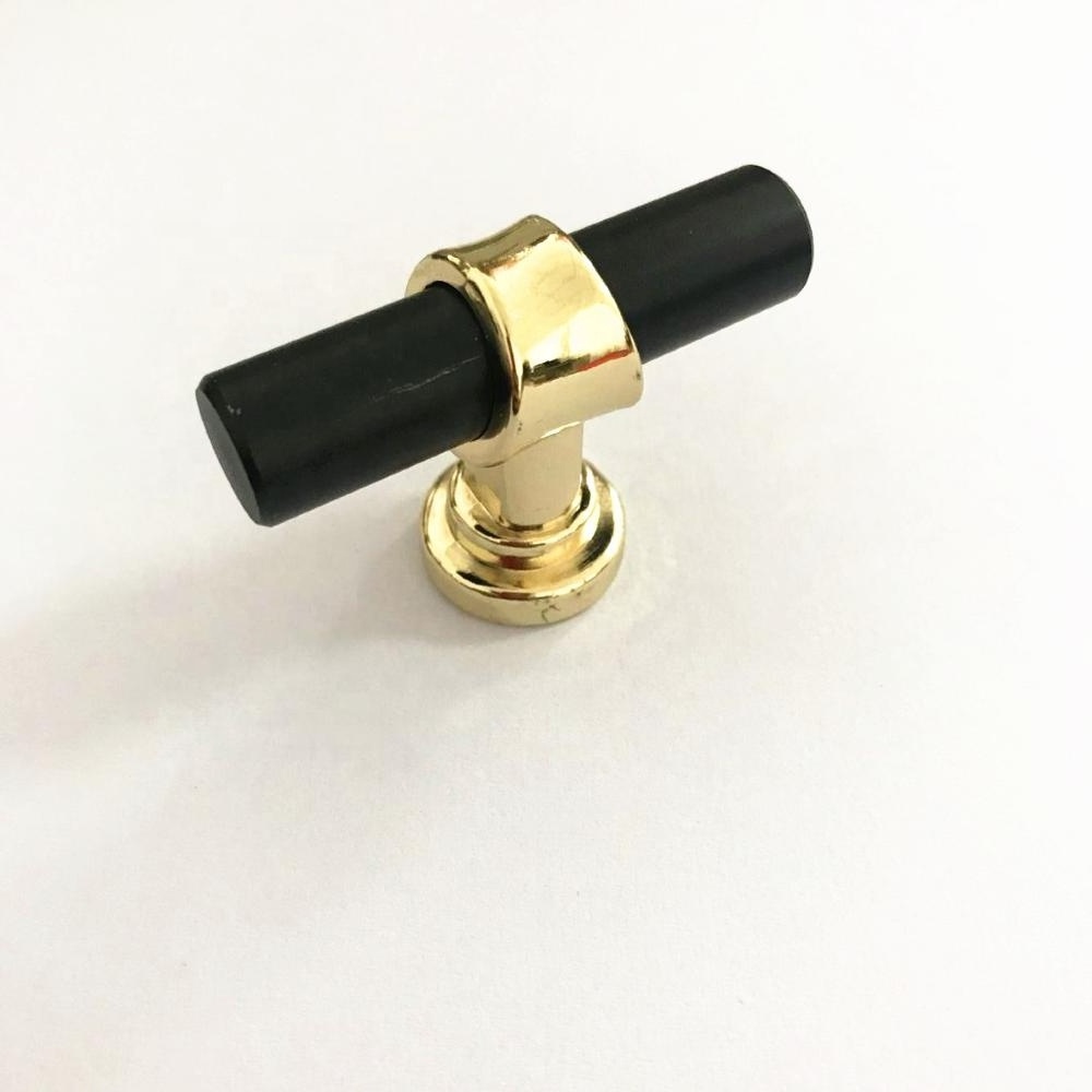 C7927 Furniture Hardware Zinc T Bar Black Gold Brass Kitchen Door Cabiet T Bar Knob