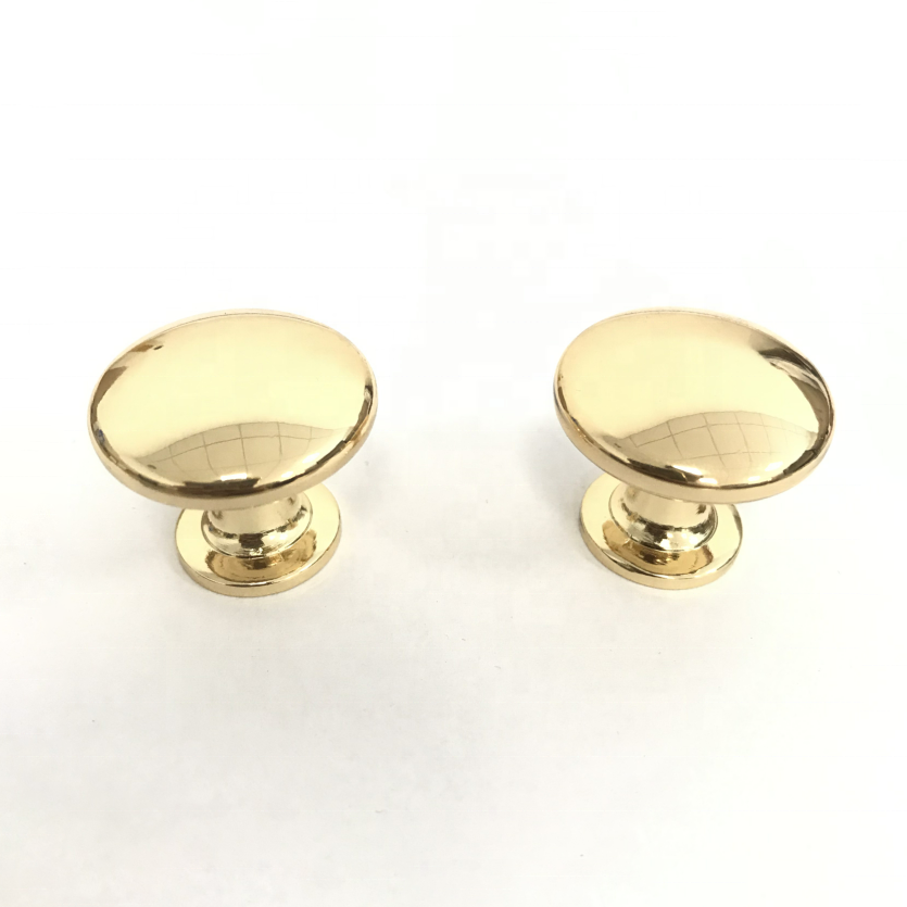 Furniture Hardware Handles Knobs Zinc Alloy Shiny Gold Round Shape Kitchen Cabinet Dresser Knob