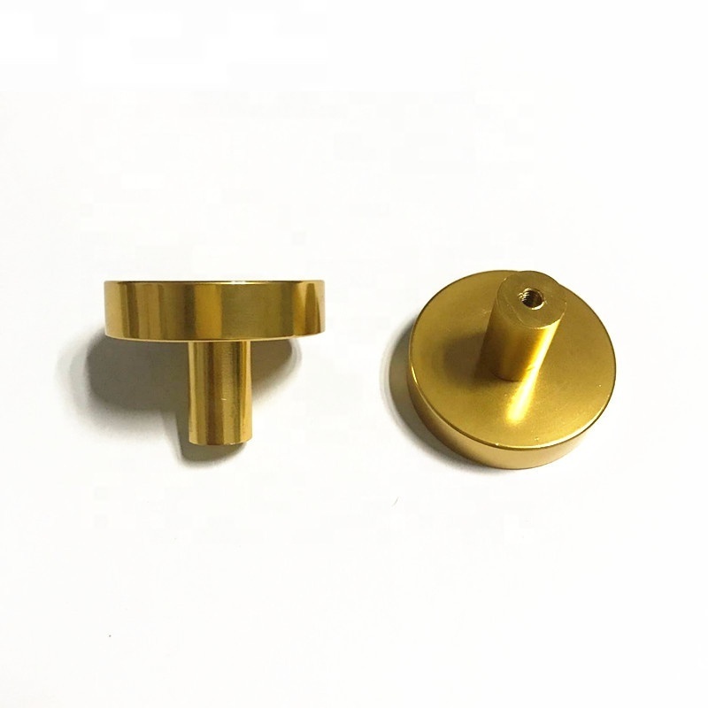 small round gold shiny kitchen cabinet door brush brass knob