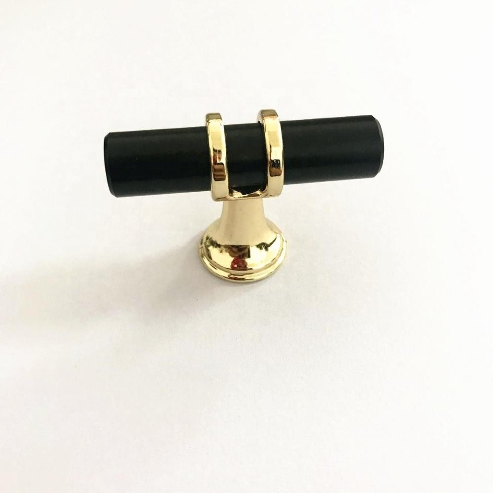 C7927 Furniture Hardware Zinc T Bar Black Gold Brass Kitchen Door Cabiet T Bar Knob