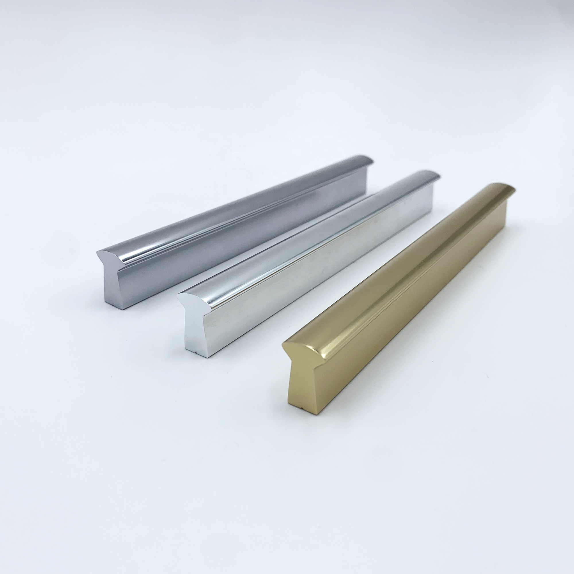 Simple Kitchen Cabinet Pulls Silver Shiny Gold Aluminum Furniture Handles for Dresser Drawers