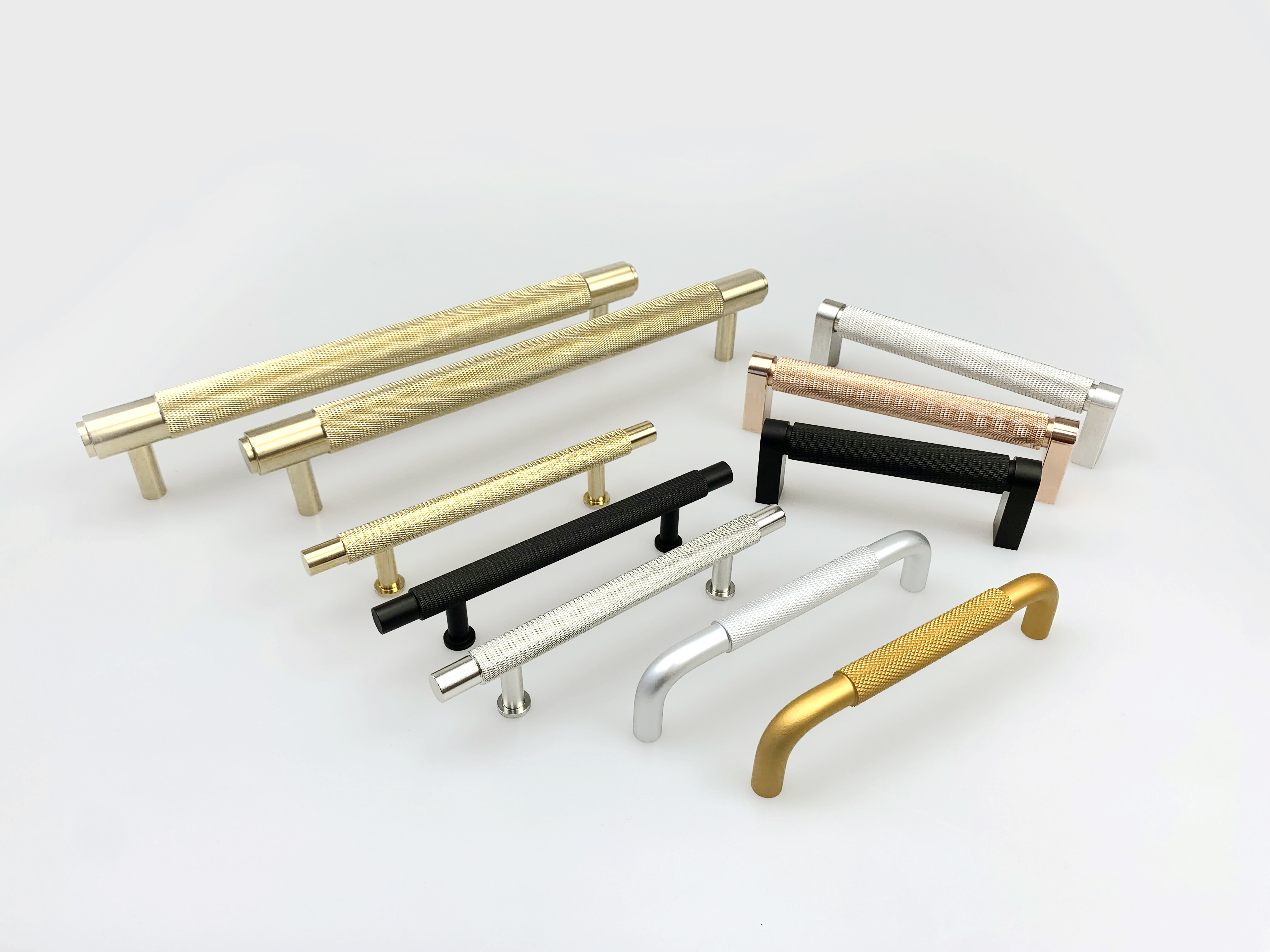 Modern Aluminum Furniture Brass Gold Silver Kitchen Drawer Cabinet Knurled Handles