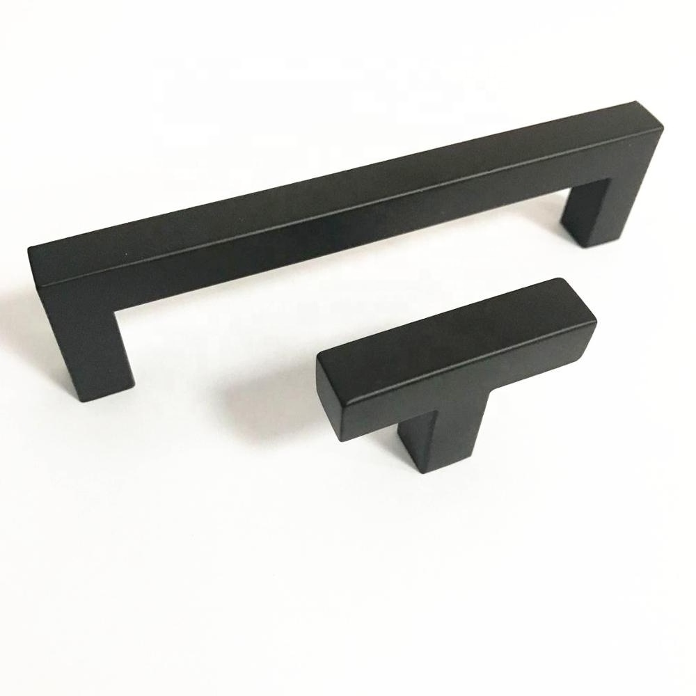 Black Solid Cast Iron & Stainless Steel  Square Door Pull Handle Rustic Barn Door Handles