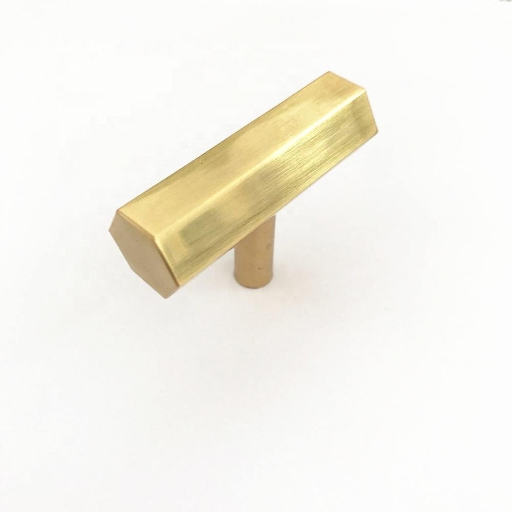 T bar Brass Gold Furniture Handle Solid USA Aluminium Stainless Steel Cabinet Heaxgon Knob