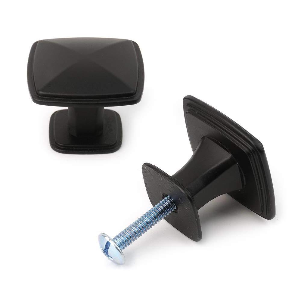 Furniture Hardware Stepped Square Cabinet Knob Zinc Black Cupboard Dresser Drawer Pull Knob