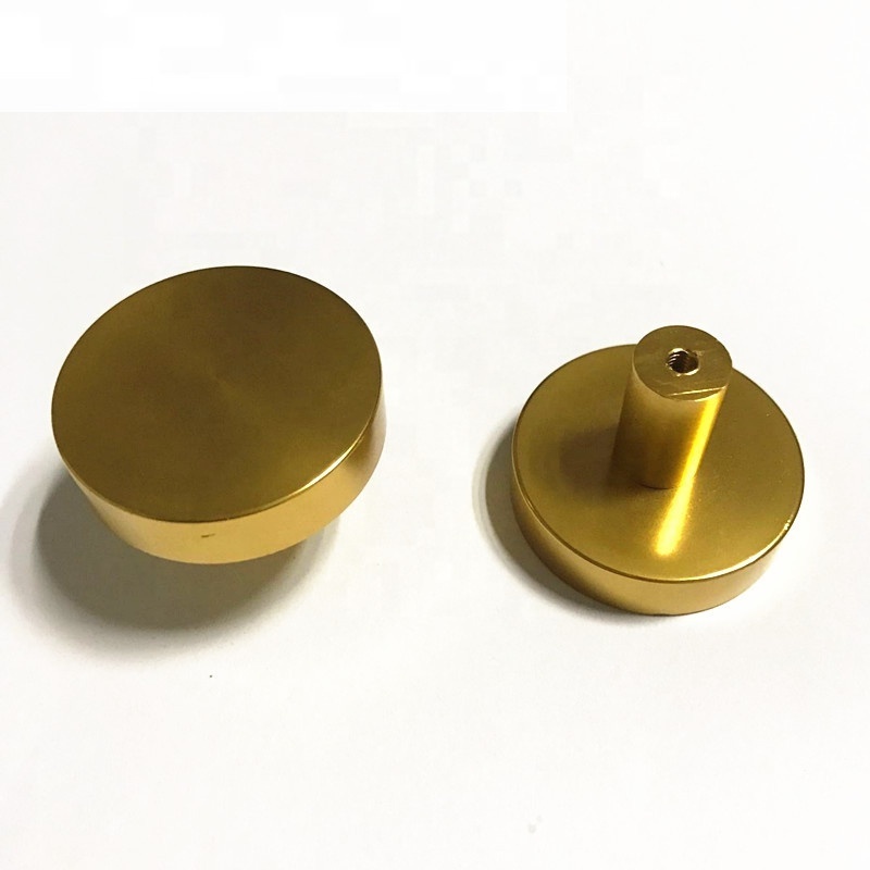 small round gold shiny kitchen cabinet door brush brass knob