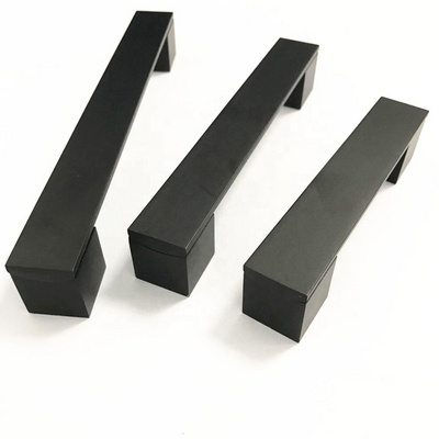 D3083 Black Matt Furniture Hardware Cabinet Square Pull 128mm & 160mm Drawer Handle