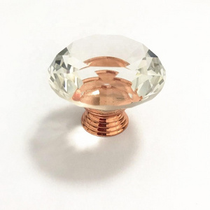 Rose Gold Diamond 40mm Cabinet Drawer Door Crystal Glass Handle Knob Pull