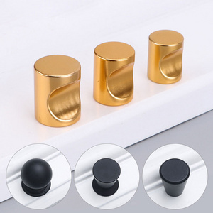 Solid Single Hole Aluminium Cabinet Handle Round Black Gold Furniture Drawer Cupboard Desk Pull Knob