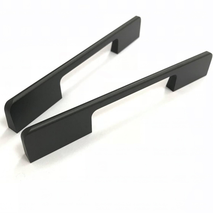 Matte Black Furniture Hardware Cabinet Handles Aluminum Long Wardrobe Drawer Pull