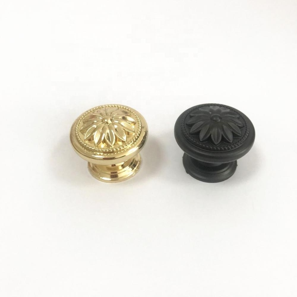 Zinc Alloy 34mm Diameter Black & Gold Kitchen Furniture Antique Cabinet Handle Knobs