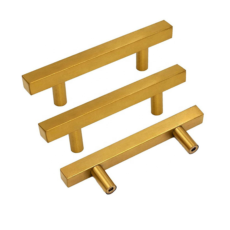 Brush Brass Gold Stainless Steel Cabinet Hardware Furniture Office Cupboard Drawer 96mm Door Pull SS Handle