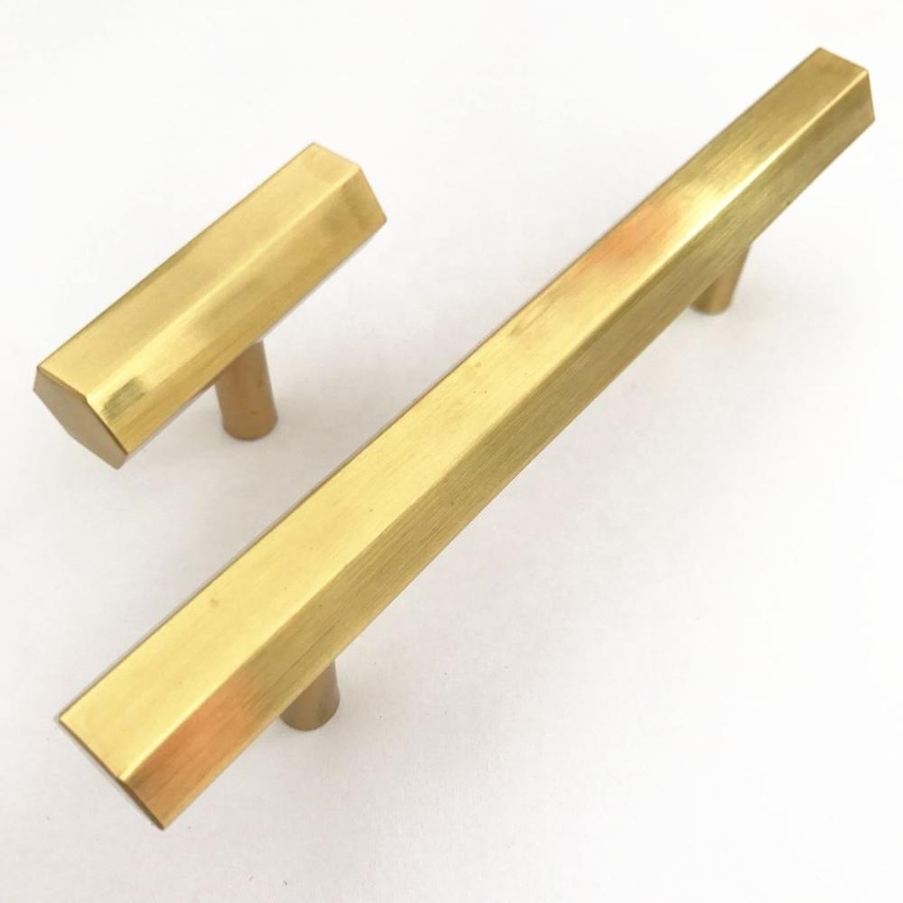 T bar Brass Gold Furniture Handle Solid USA Aluminium Stainless Steel Cabinet Heaxgon Knob