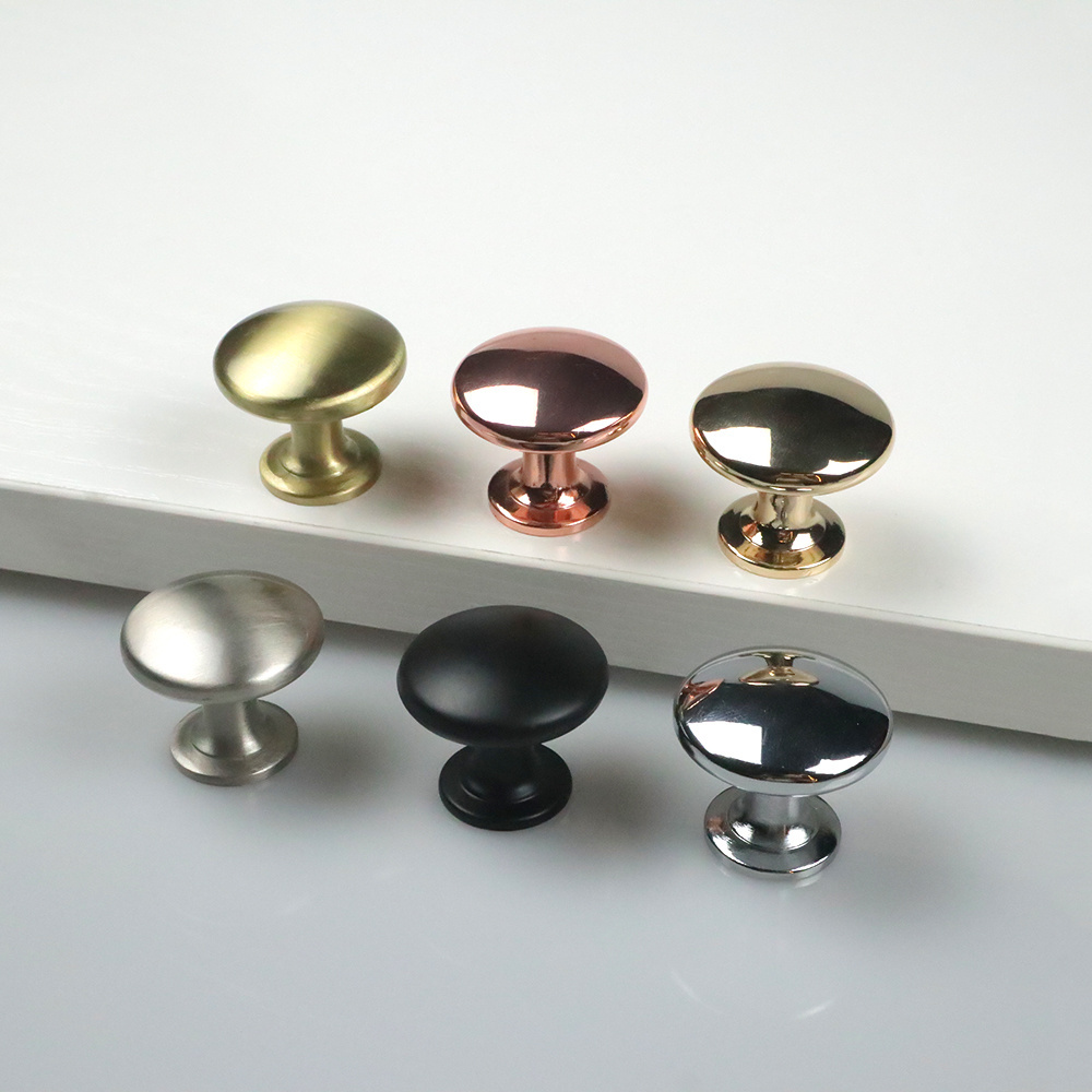 Furniture Hardware Handles Knobs Zinc Alloy Shiny Gold Round Shape Kitchen Cabinet Dresser Knob