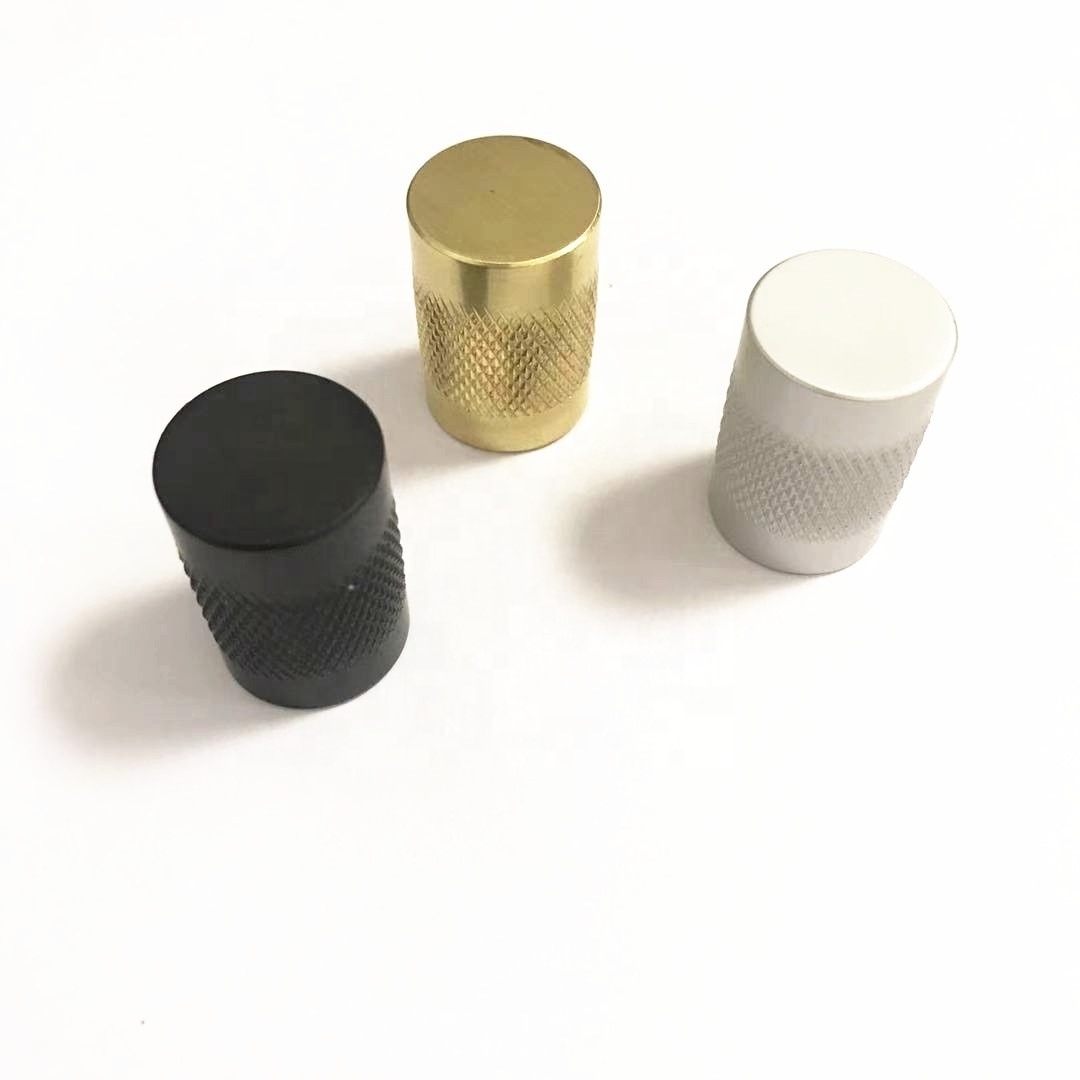 D1145A Black Cabinet Drawer 12mm And 20mm Diameter Round Knurling Knob Pull