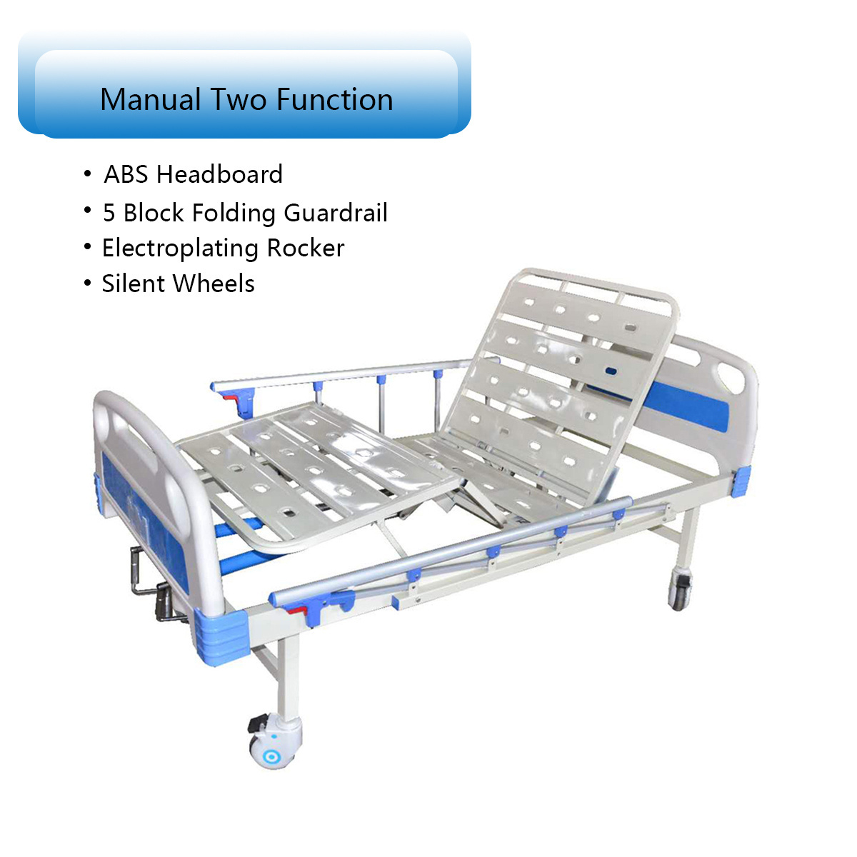 Cama Clinica Medical Furniture ABS 2 Function Manual Hospital Bed For Patients Nursing B07