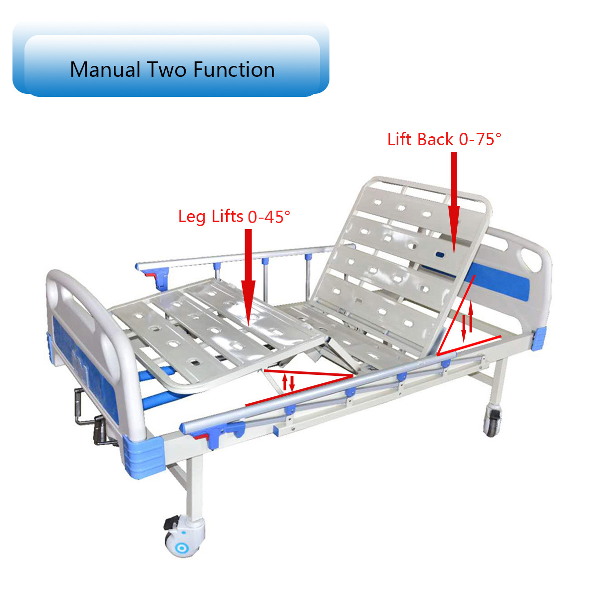 Cama Clinica Medical Furniture ABS 2 Function Manual Hospital Bed For Patients Nursing B07