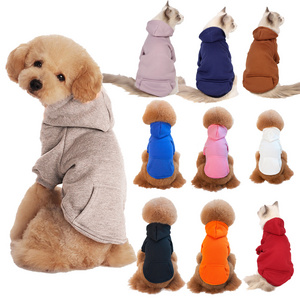 Winter pet clothes with pocket solid color hooded sweater dog blank clothes manufacturer cat hoodie