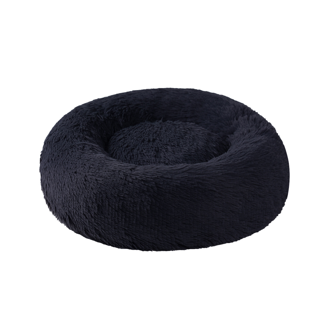 Stock Pet Bed Soft Long Plush Cushion PP Cotton Cat Donut Soft Round Calming Dog Bed