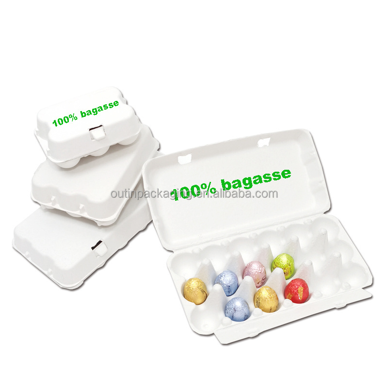 Biodegradable Custom Logo Chocolate Packaging Box Tray Insert Bagasse Molded Pulp Egg Shape Tray Box Food Wedding Candy Box G1