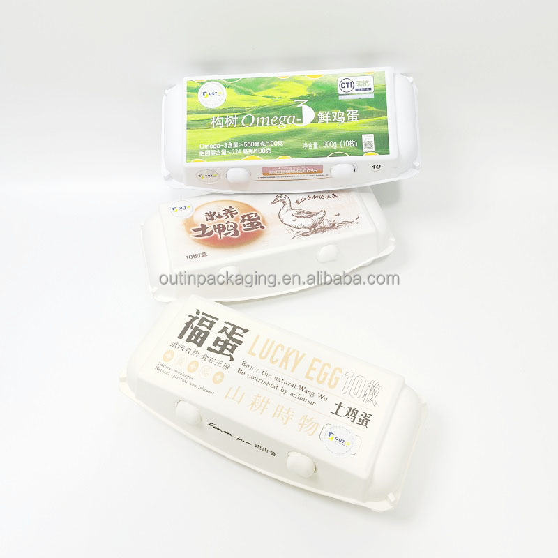 custom LOGO eco friendly paper pulp egg tray paper pulp egg carton with printing logo sticker label chicken egg packaging box