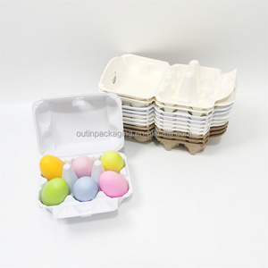 6 cells egg carton for sale molded bagasse paper pulp egg tray for chicken egg eco friendly biodegradable