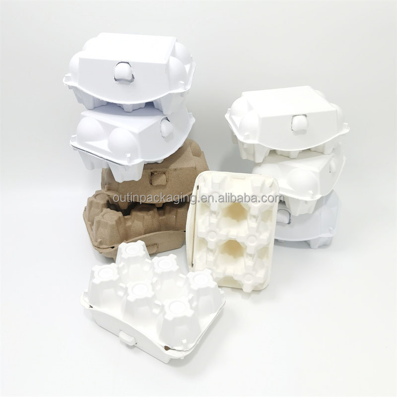 6 cells egg carton for sale molded bagasse paper pulp egg tray for chicken egg eco friendly biodegradable