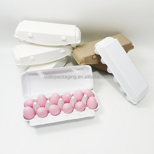 Eco-friendly Wholesale Bulk Egg Tray Chicken Eggs carton 12 cells biodegradable molded paper pulp Egg Box packaging