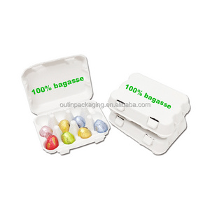 Biodegradable Custom Logo Chocolate Packaging Box Tray Insert Bagasse Molded Pulp Egg Shape Tray Box Food Wedding Candy Box G1