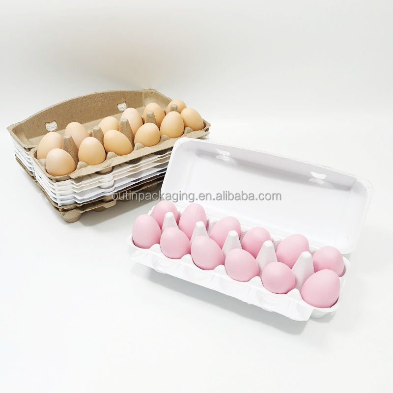 Eco-friendly Wholesale Bulk Egg Tray Chicken Eggs carton 12 cells biodegradable molded paper pulp Egg Box packaging