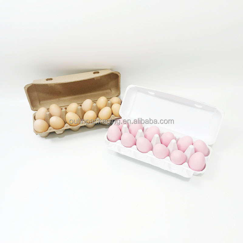 Eco-friendly Wholesale Bulk Egg Tray Chicken Eggs carton 12 cells biodegradable molded paper pulp Egg Box packaging